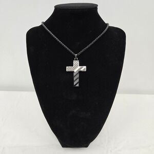 Black Cross American Flag Necklace for Men Base Metal Pendant Jewelry 22 Inch